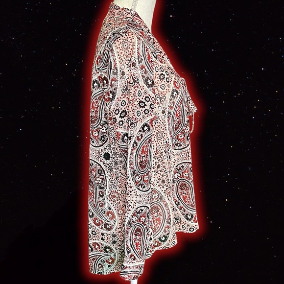 Alice + Olivia ‘Anabel’ Multicolor Burgundy Bohemian Paisley Pussybow Top Size S - Picture 11 of 16